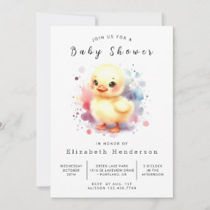  Girl Digital Duck Baby Shower Invitation