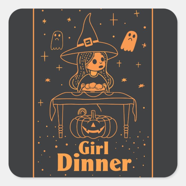 Girl dinner | ExDesigner | Halloween Square Sticker (Front)