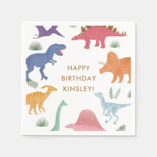 Girl Dinosaur Birthday Party Napkin