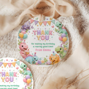 Girl Dinosaur Birthday Party Thank You Favour Tags