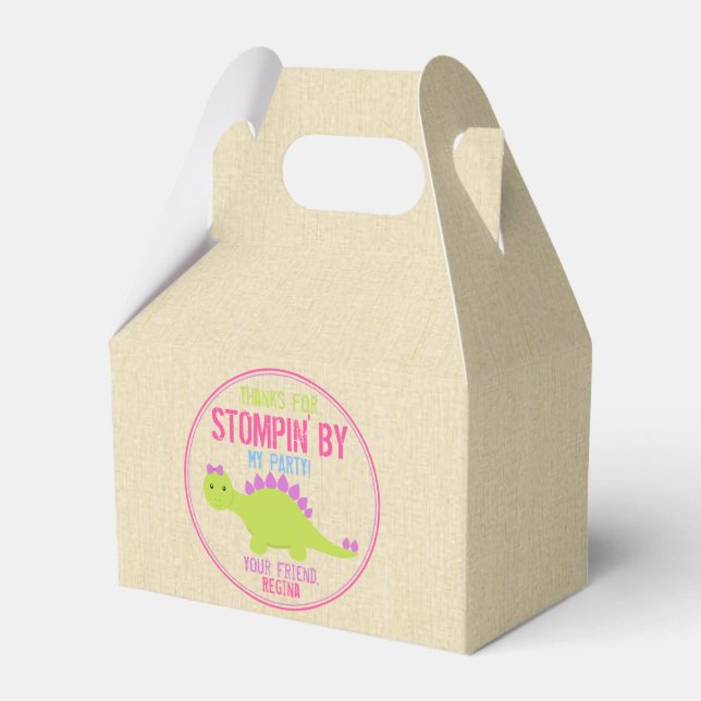 Girl Dinosaur Favour Boxes Pink Dinosaur Favours (Front Side)
