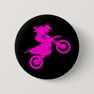 Girl Dirt Bike   2 Inch Round Button