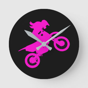 Girl Dirt Bike   Round Clock