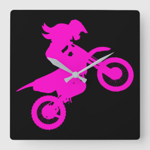 Girl Dirt Bike Square Wall Clock