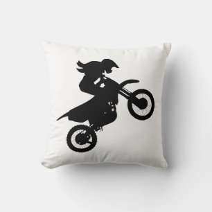 Girl Dirt Bike   Throw Pillow