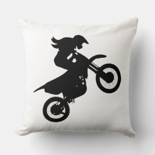 Girl Dirt Bike   Throw Pillow