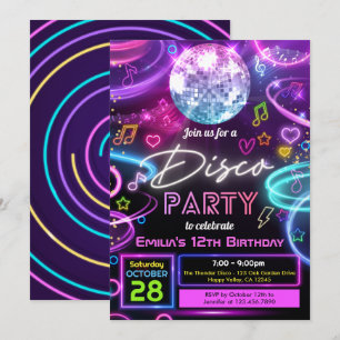 Girl Disco Birthday Party Invitation