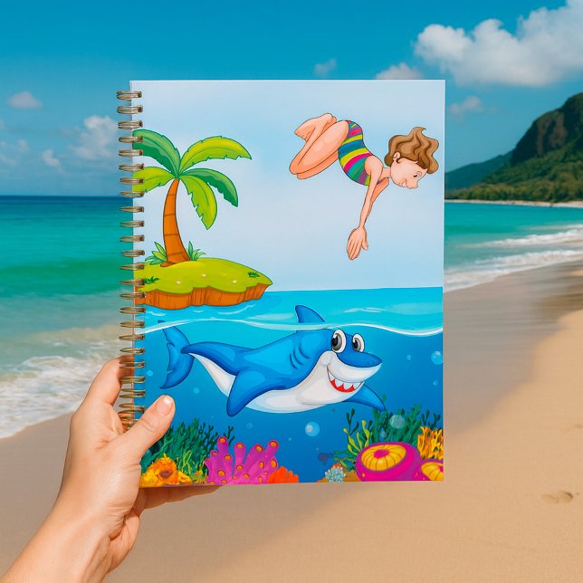 Girl Diving Into Ocean Friendly Shark Coral Reef Planner (Creator Uploaded)