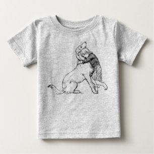 girl dog line art female child baby T-Shirt