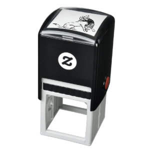 girl dog line art female child self-inking stamp