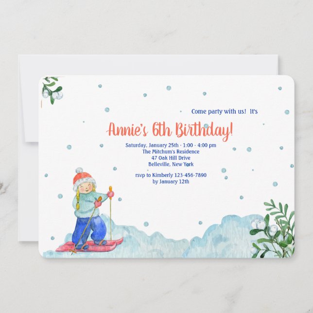 Girl Doing Winter Sports Invitation (Front)