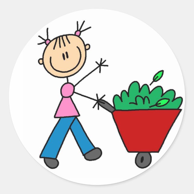 Girl Doing Yardwork Sticker (Front)