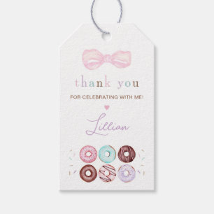 Girl Doughnut and Bow Birthday Party Gift Tags