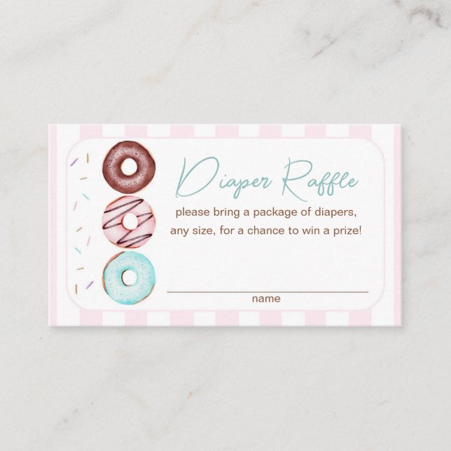 Girl Doughnut Baby Shower Diaper Raffle  Enclosure Card (Front)