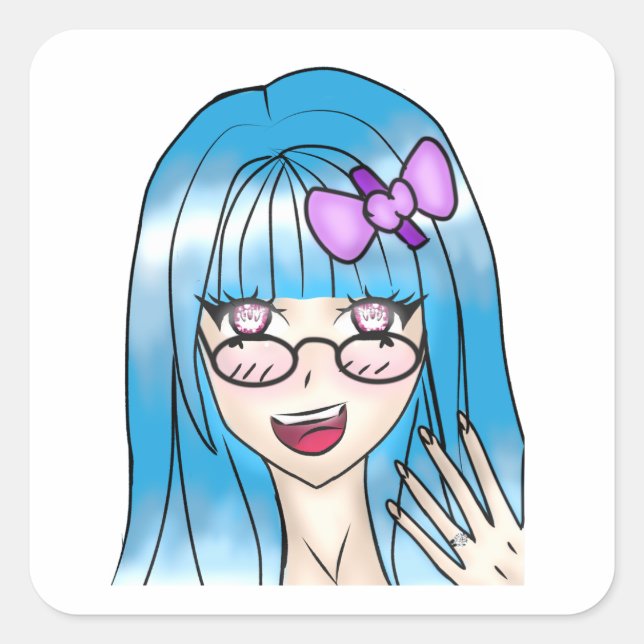 Girl Drawing Square Sticker (Front)