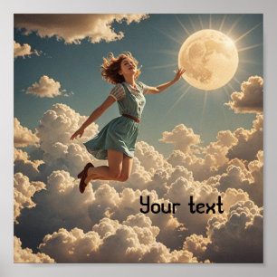 Girl dreaming retro poster