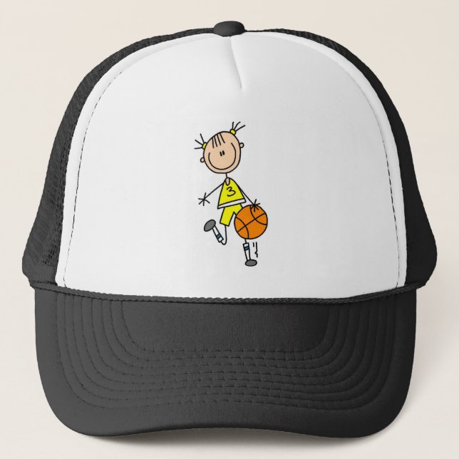 Girl Dribbling Basketball Tshirts and Gifts Trucker Hat (Front)