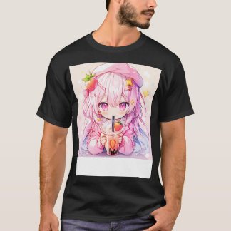 girl drink strawberry tea T-Shirt