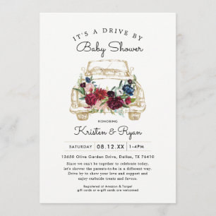 Girl Drive Through Baby Shower Invitation Cards