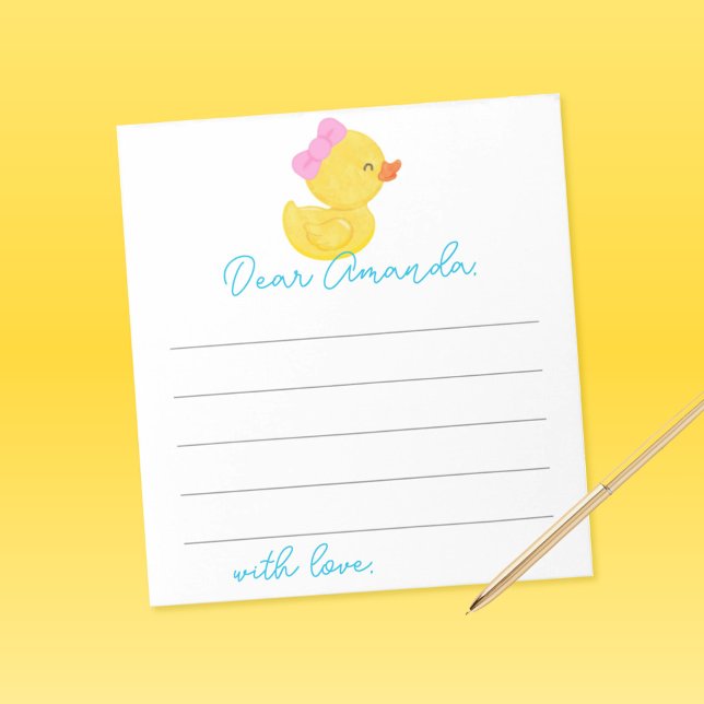 Girl Ducky 1st Birthday Time Capsule Note Sheets (Girl Duck 1st Birthday Time Capsule Note Sheets)
