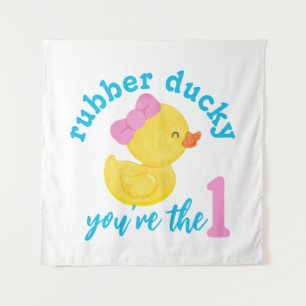 Girl Ducky You're the One First Birthday Backdrop Tapestry