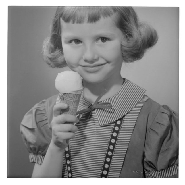 Girl Eating Ice Cream Tile (Front)