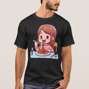 Girl Eating Spaghetti - 1  T-Shirt
