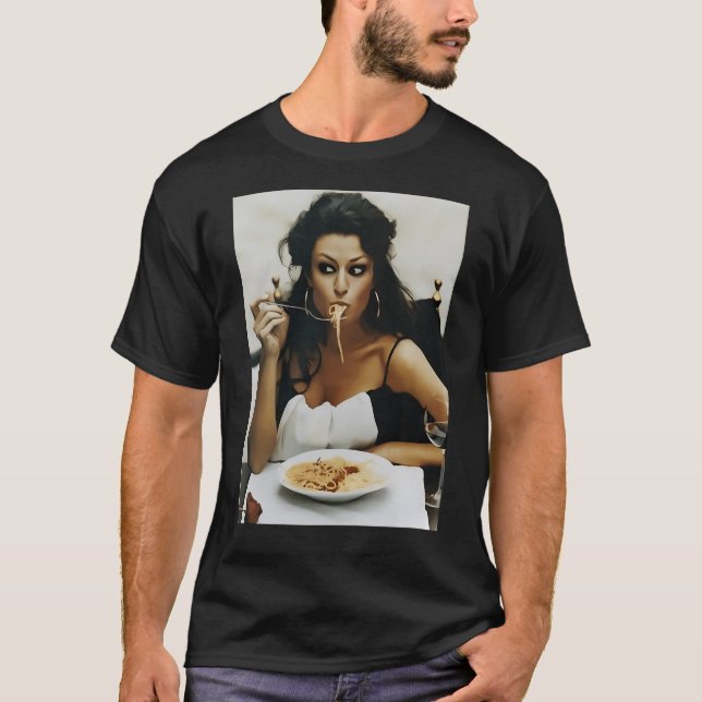 Girl Eating Spaghetti - Sophia Loren  T-Shirt (Front)