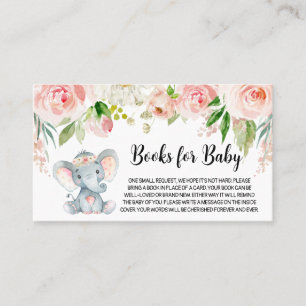 Girl Elephant Baby Shower Books for Baby  Business Card