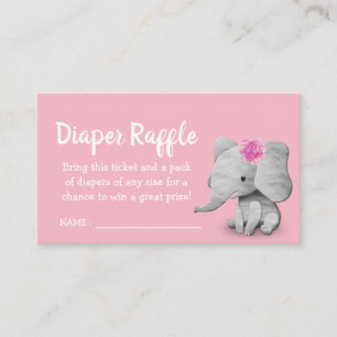 Girl Elephant Baby Shower Diaper Raffle Ticket Enclosure Card
