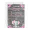 Girl Elephant Baby Shower Invitation, rustic, pink