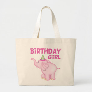 Girl Elephant Birthday Party Large Tote Bag