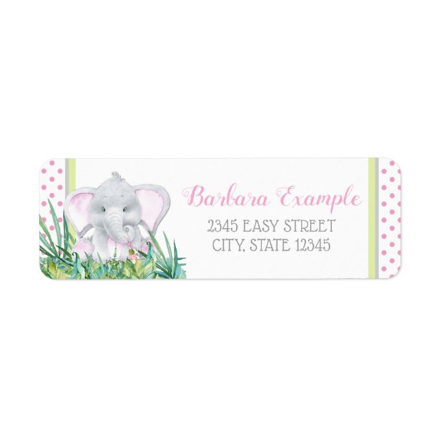 Girl Elephant Return Address Labels (Front)