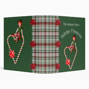Girl Elf Candy Cane Heart Christmas Personalized  Binder