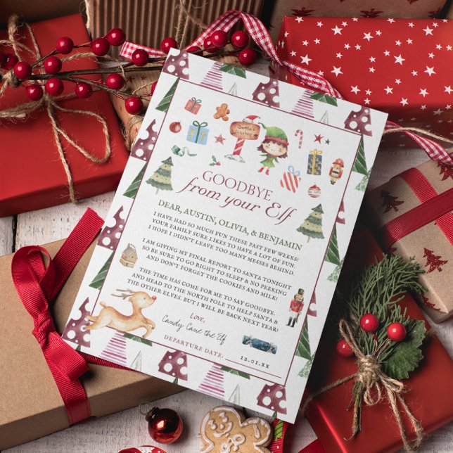 Girl Elf | Kids Christmas Elf Goodbye Letter Card (Creator Uploaded)