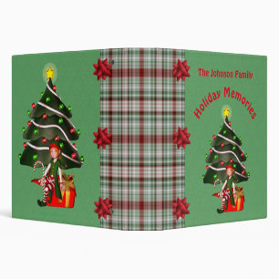 Girl Elf Tree Holiday Christmas Personalized   Binder