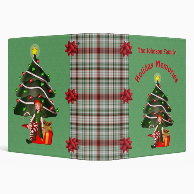 Girl Elf Tree Holiday Christmas Personalized   Binder (Background)
