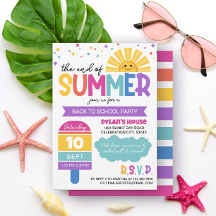 Girl End of Summer Back to School Party Invitation