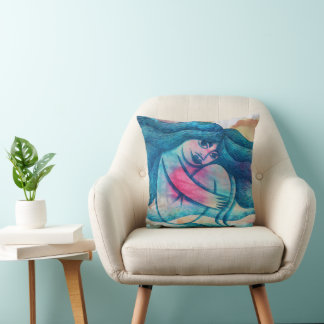 Girl enjoying the moment 3 throw pillow