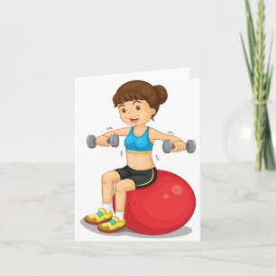 Girl Exercising With Weights Note Cards