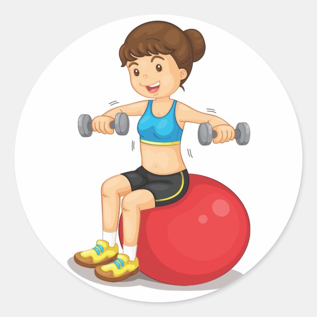 Girl Exercising With Weights Stickers (Front)