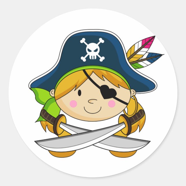 Girl Eyepatch Pirate Sticker (Front)
