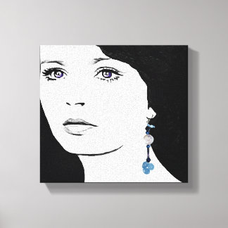 Girl face beautiful floral fashion illustration canvas print