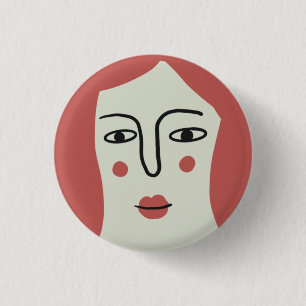 Girl face illustration 1 inch round button