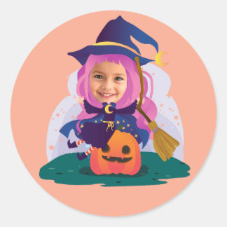 Girl Face Personalized Classic Round Sticker