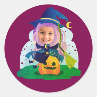 Girl Face Personalized Classic Round Sticker