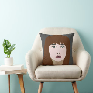 Girl Face Portrait Throw Pillow