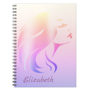Girl Face Silhouette, Ombre - Personalized Notebook