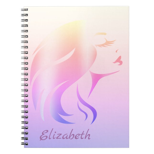 Girl Face Silhouette, Ombre - Personalized Notebook (Front)