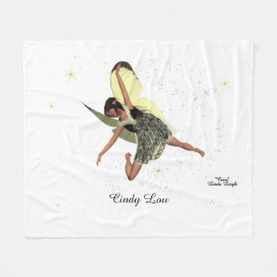 Girl Fairy With Yellow Wings Fleece Blanket